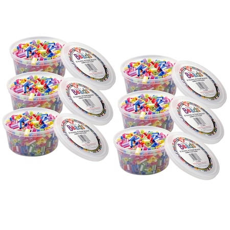 Bucket O Beads, Striped Straw, Assorted Sizes & Colors, 1800PK